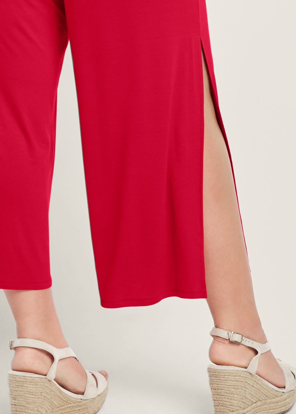 Venus Red SMOCKED TIE-FRONT JUMPSUIT
