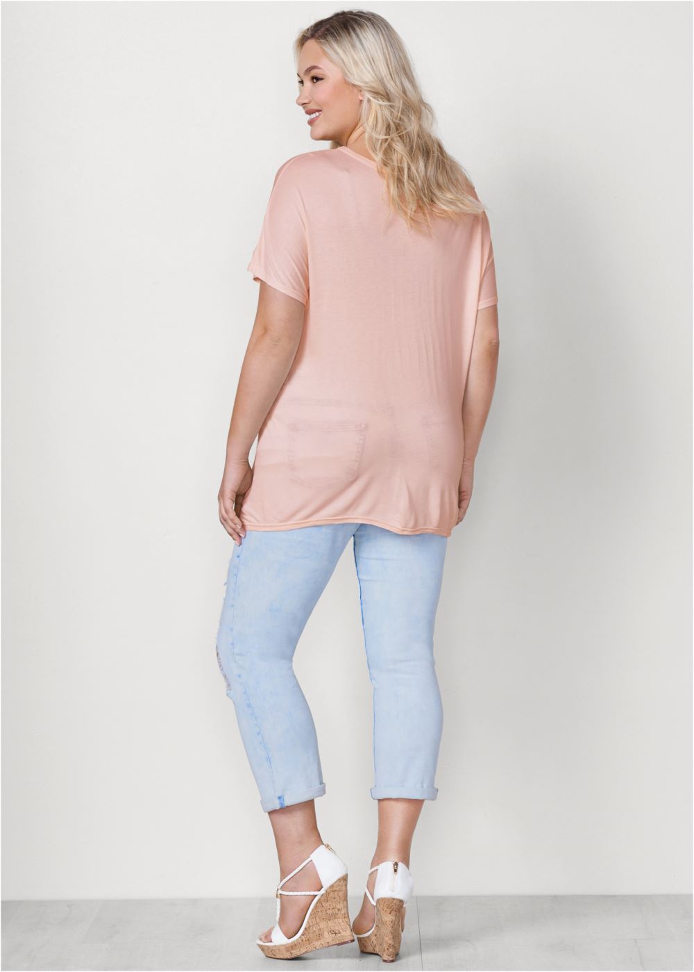 Venus Light Pink Twisted Knot Detail Tee