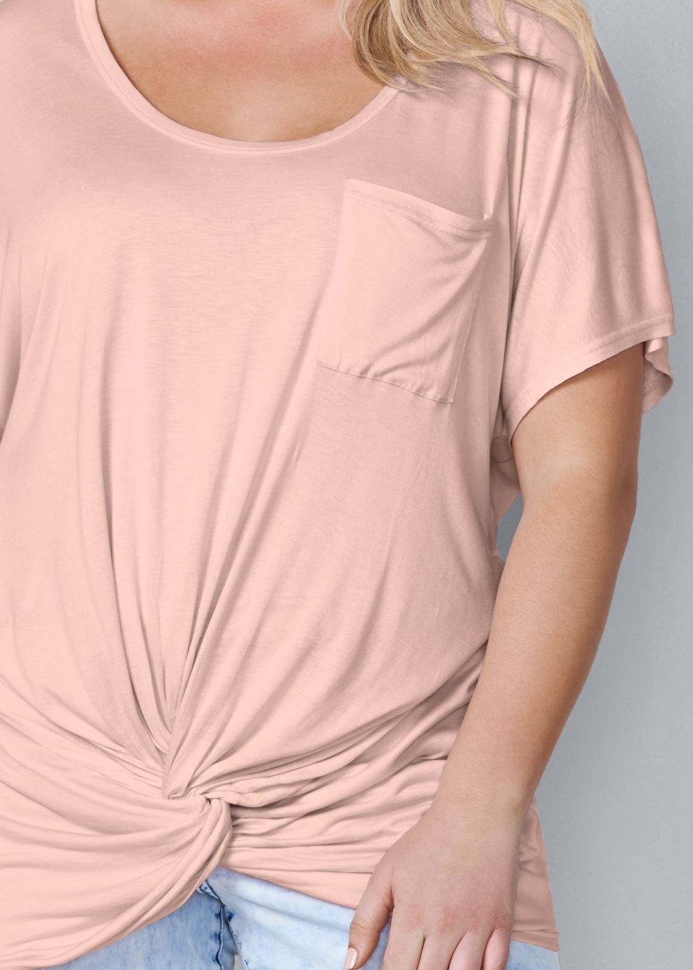 Venus Light Pink Twisted Knot Detail Tee