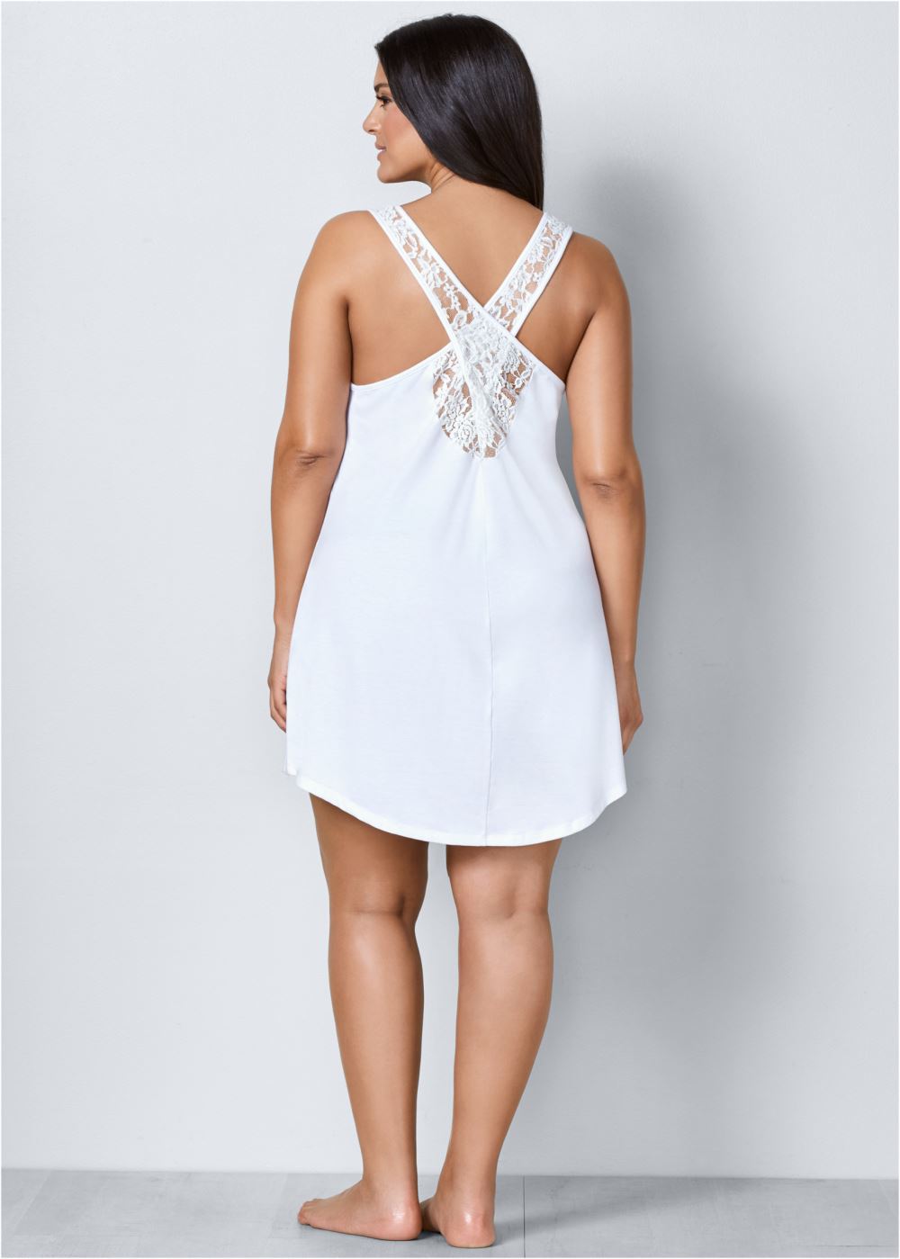 Venus White Multi Lace Back Nightgown