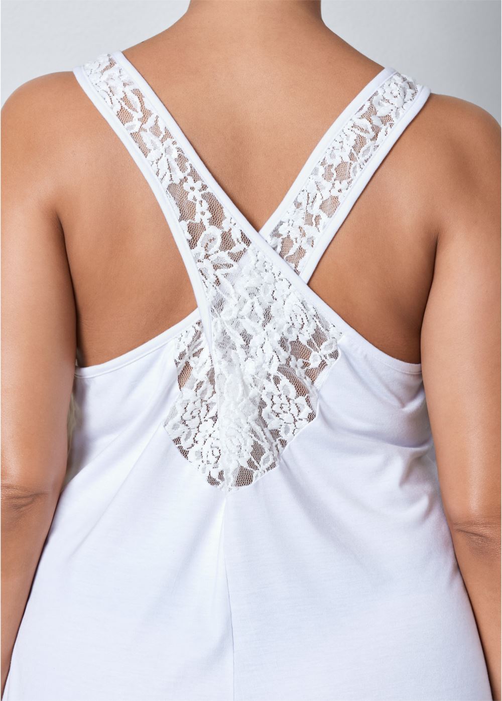 Venus White Multi Lace Back Nightgown