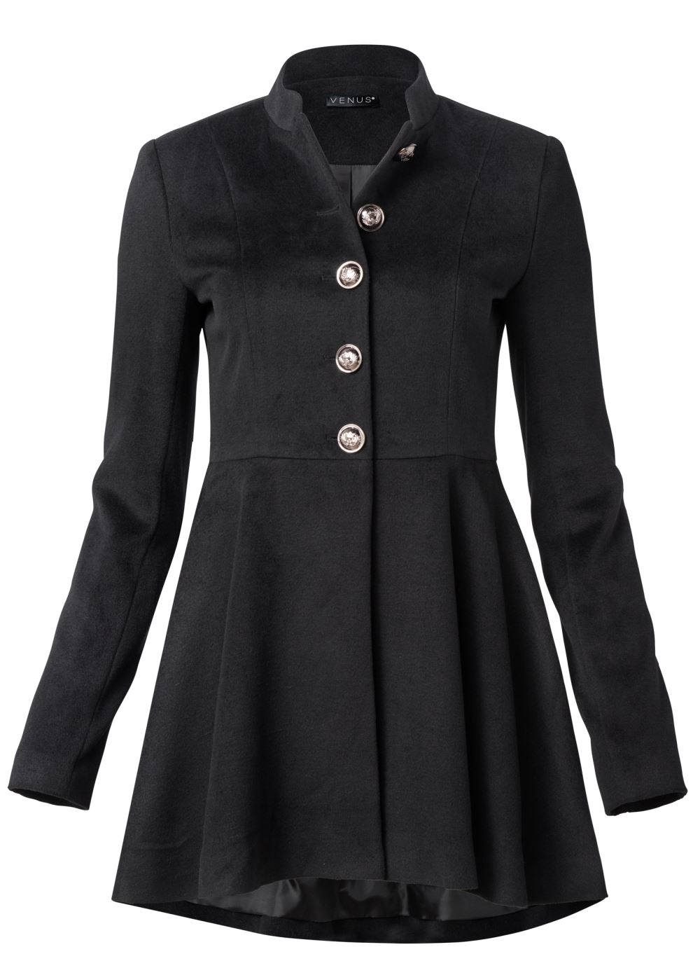 Venus Peplum Peacoat in Black