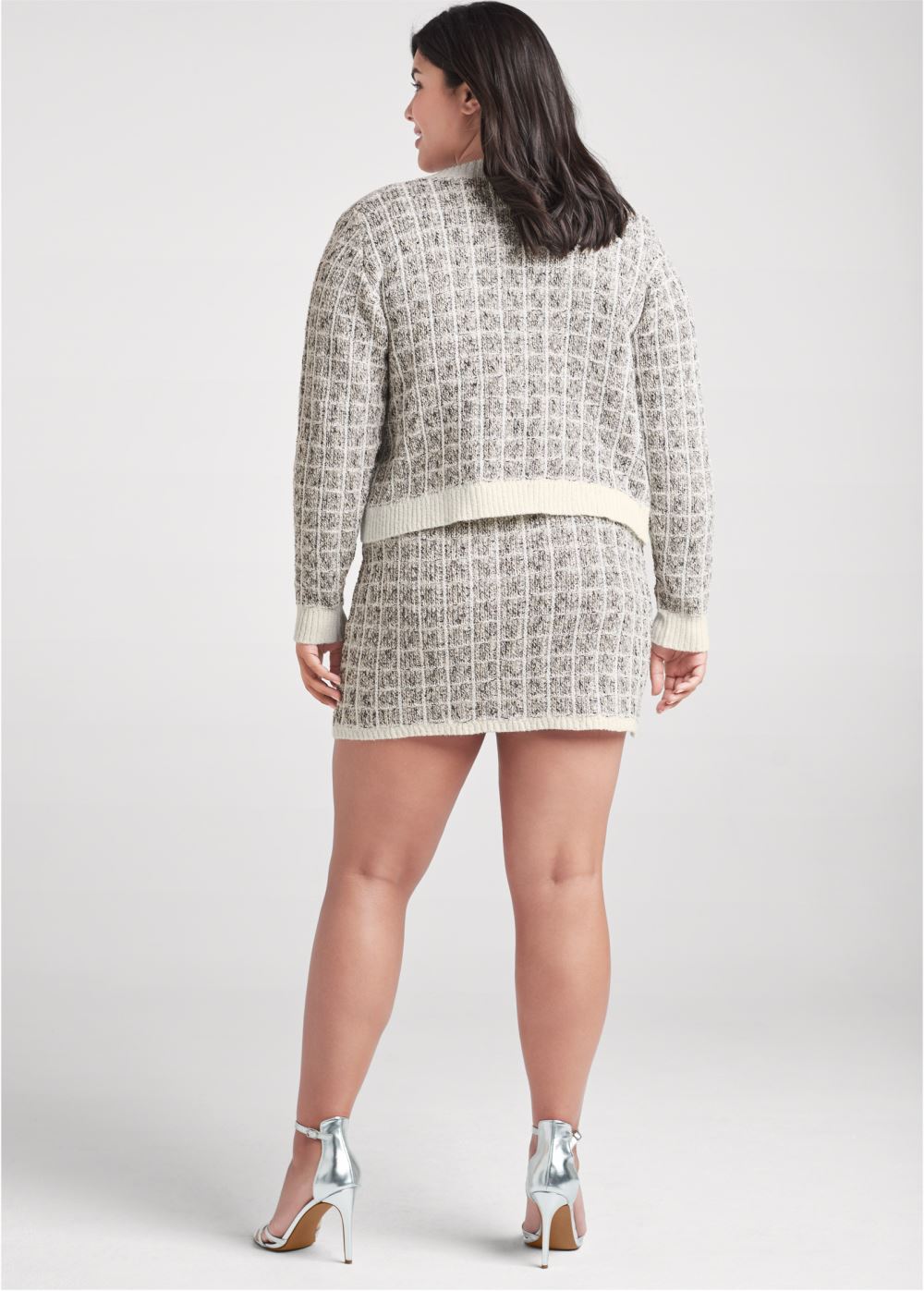 Venus Plus Size Boucle Skirt Set - Grey Multi