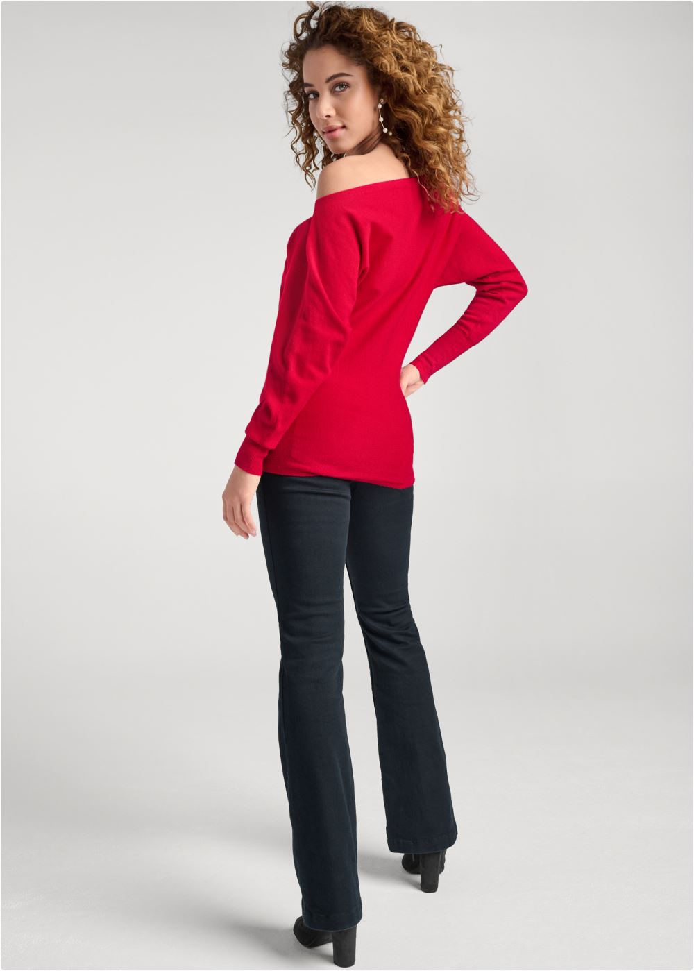 Venus Plus Size Faux Cashmere Slouch Sweater in Red