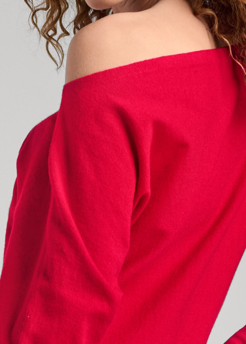 Venus Plus Size Faux Cashmere Slouch Sweater in Red