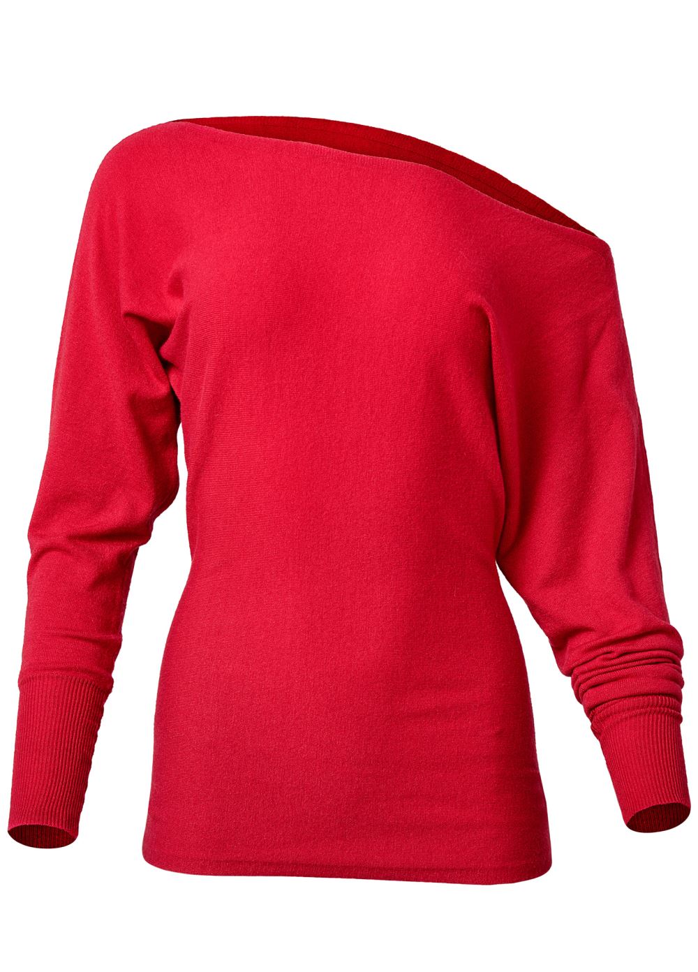 Venus Plus Size Faux Cashmere Slouch Sweater in Red