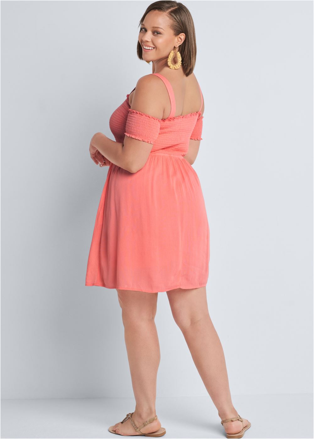 Venus Plus Size Smocked A-Line Mini Dress