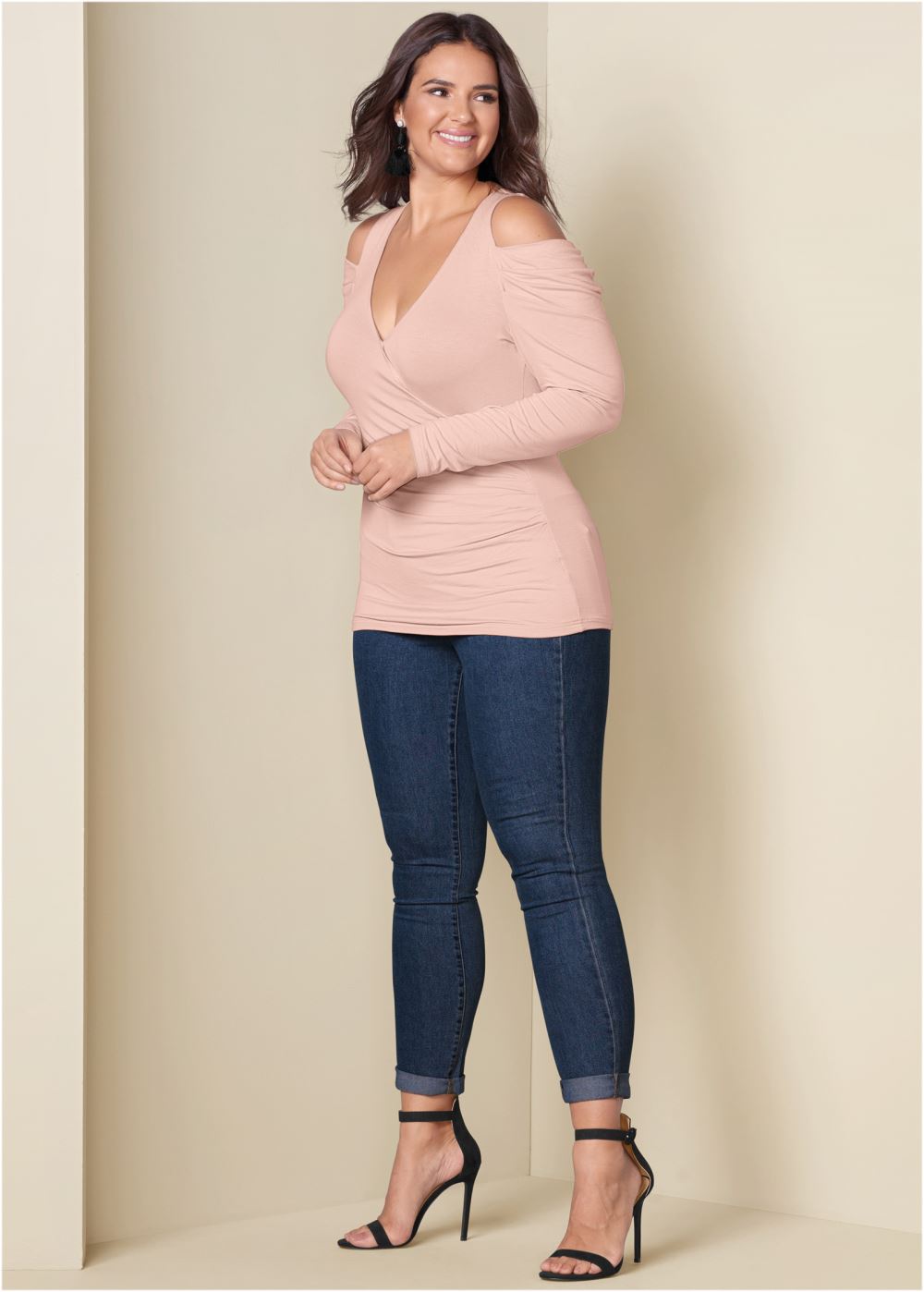 Venus Light Pink DRAPED SLEEVE TOP