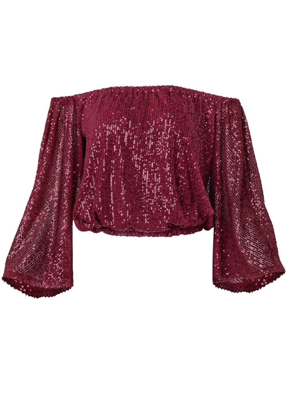 Venus Plus Size Off-The-Shoulder Sequin Top