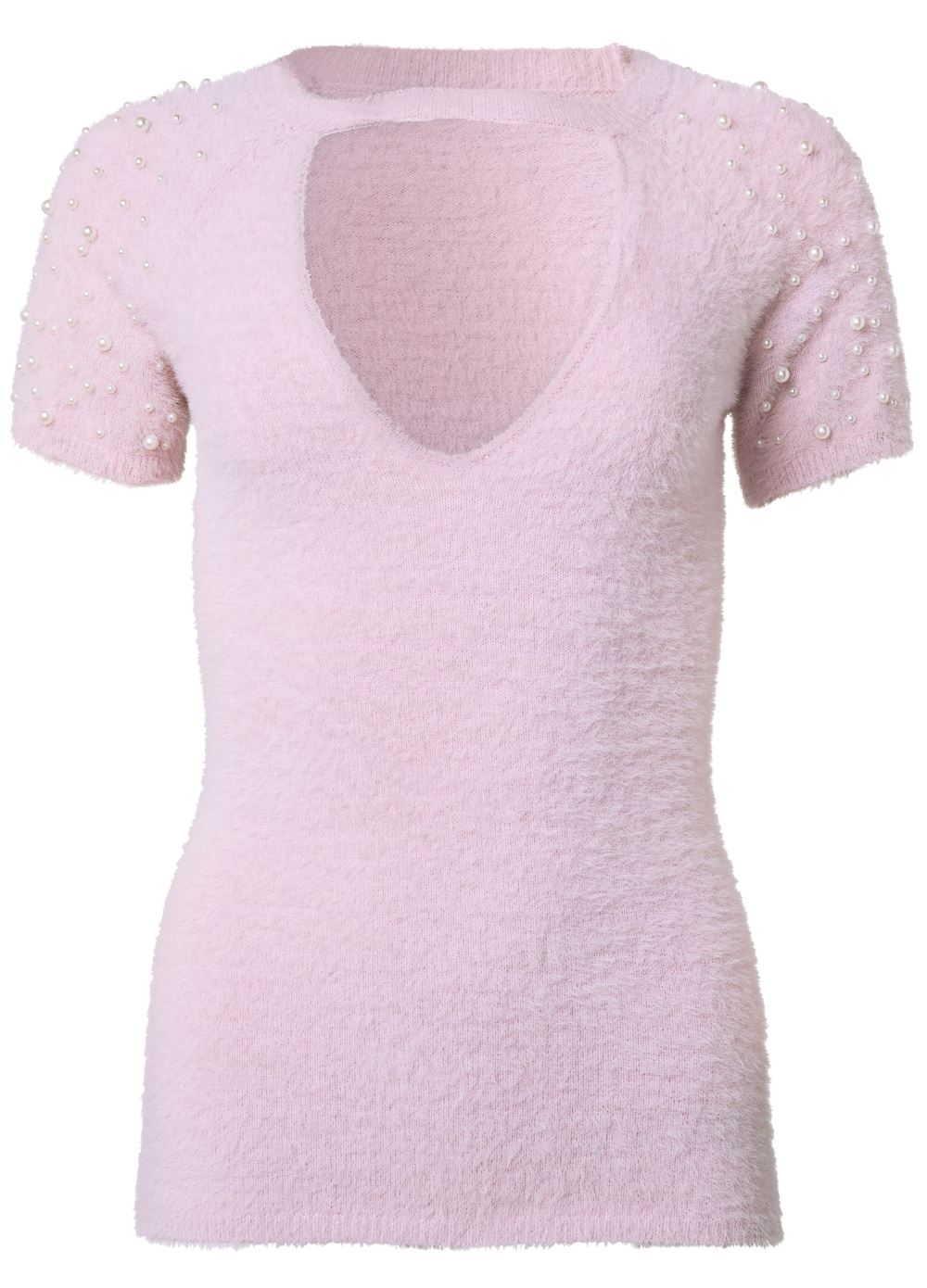 Venus Plus Size Pearl Short Sleeve Sweater in Lilac