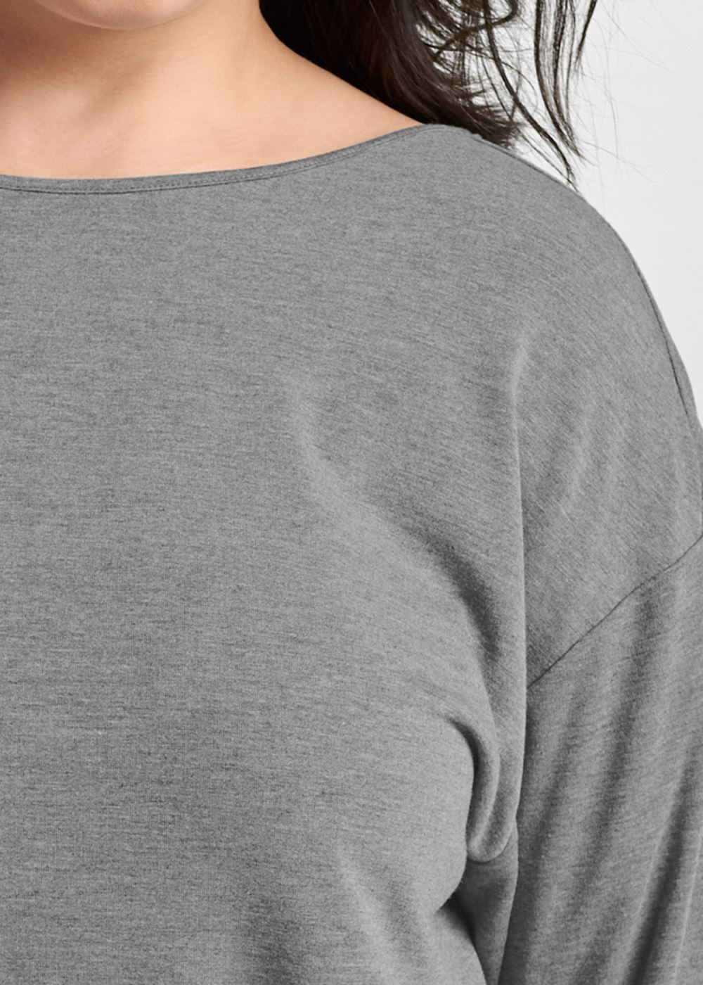 Venus Plus Size Drop-Back Pearl Sweatshirt in Heather Grey