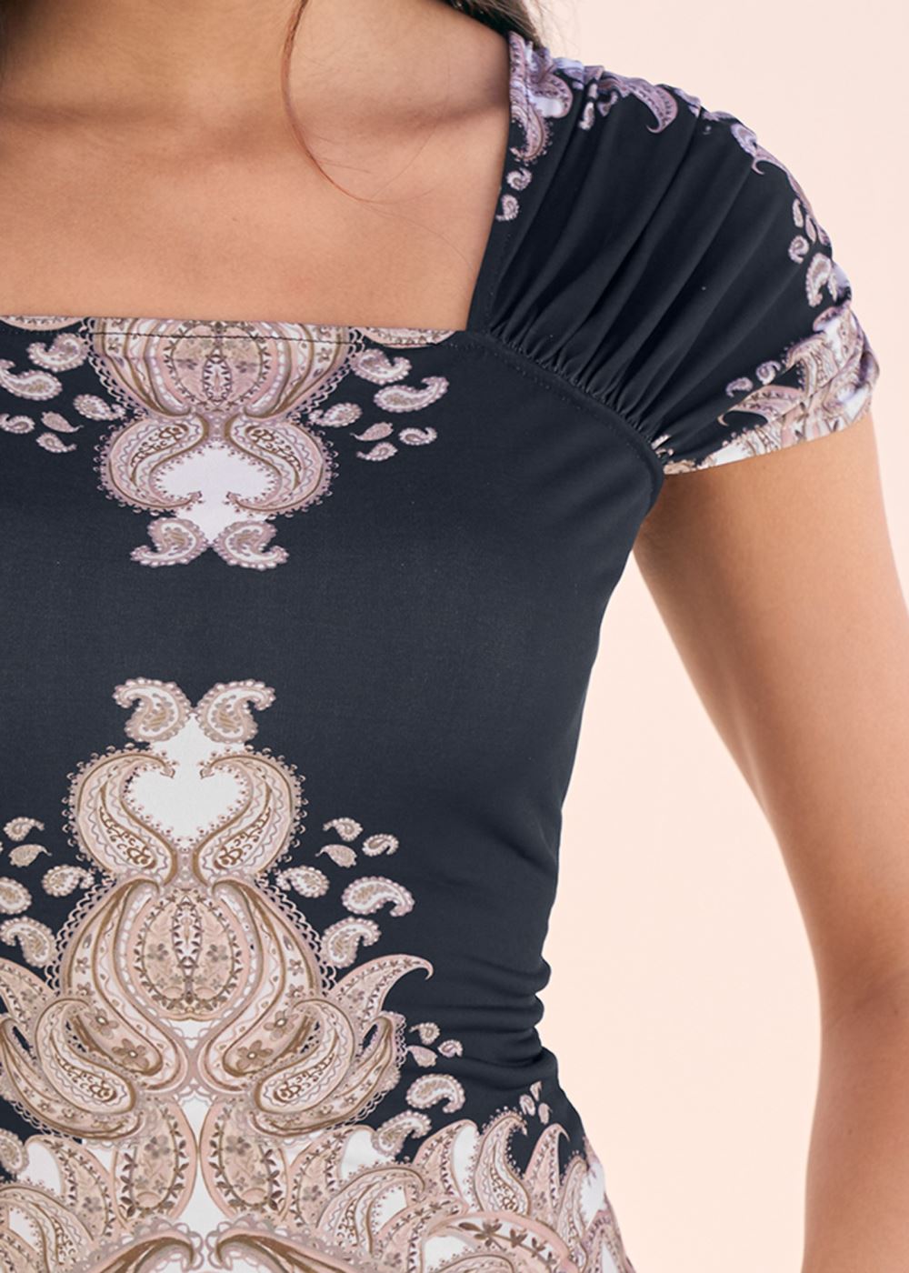 Venus Plus Size Paisley Tie-Back Top
