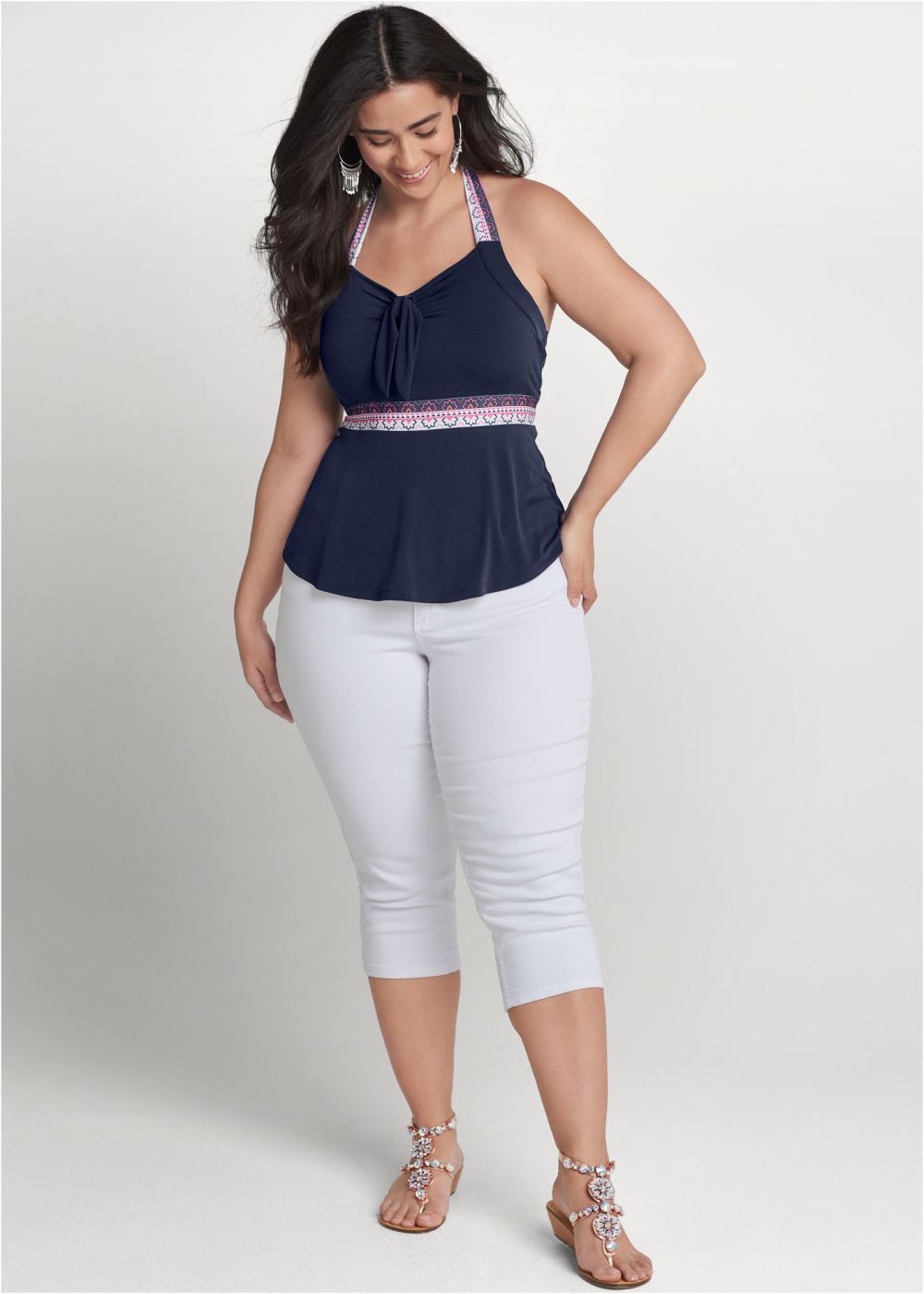 Venus Plus Size Midnight Floral Border Top