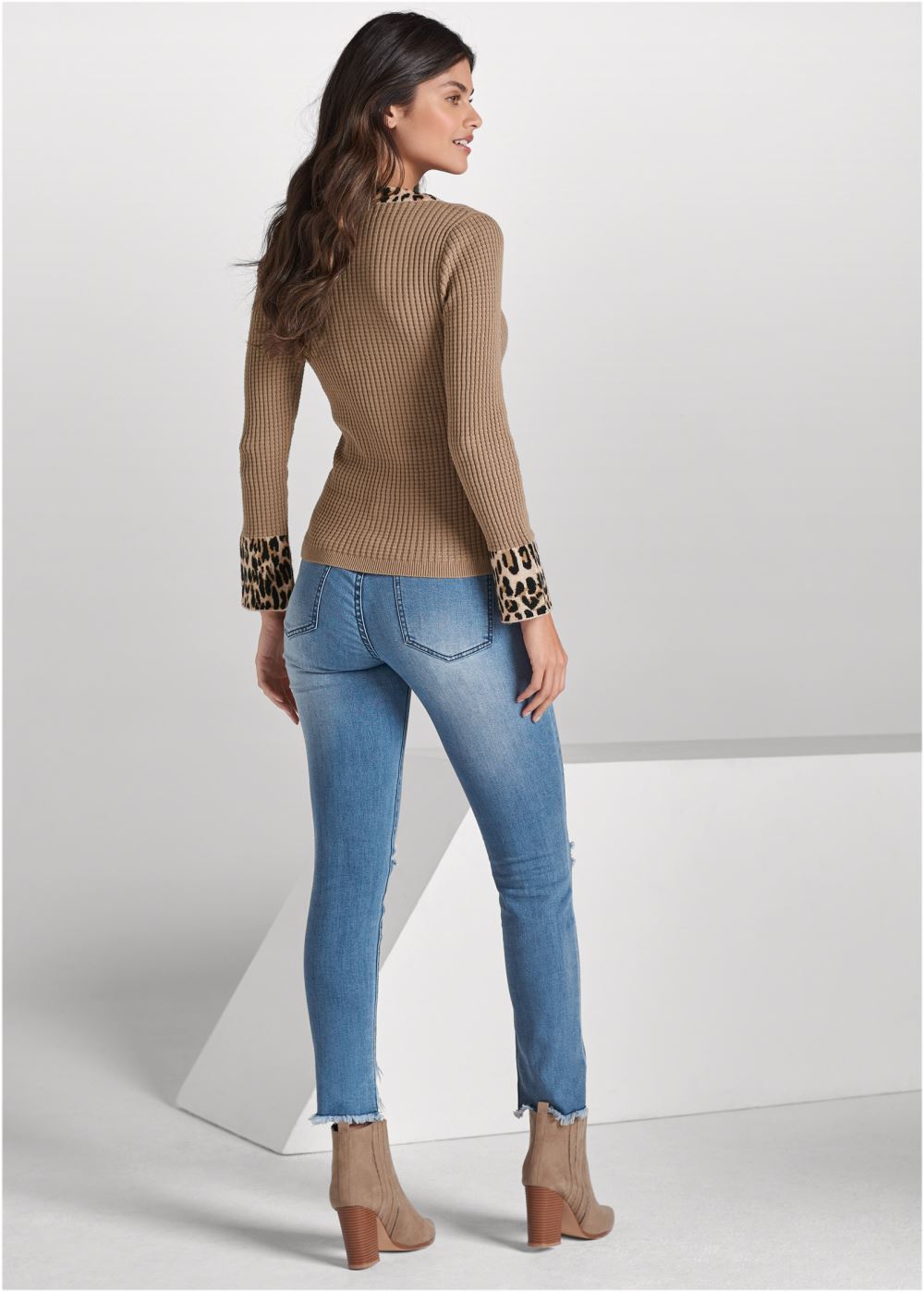 Venus Tan Multi WAFFLE KNIT SWEATER