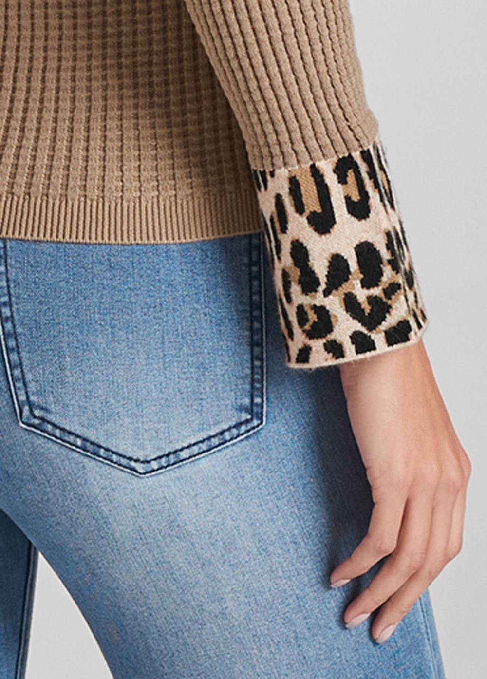 Venus Tan Multi WAFFLE KNIT SWEATER