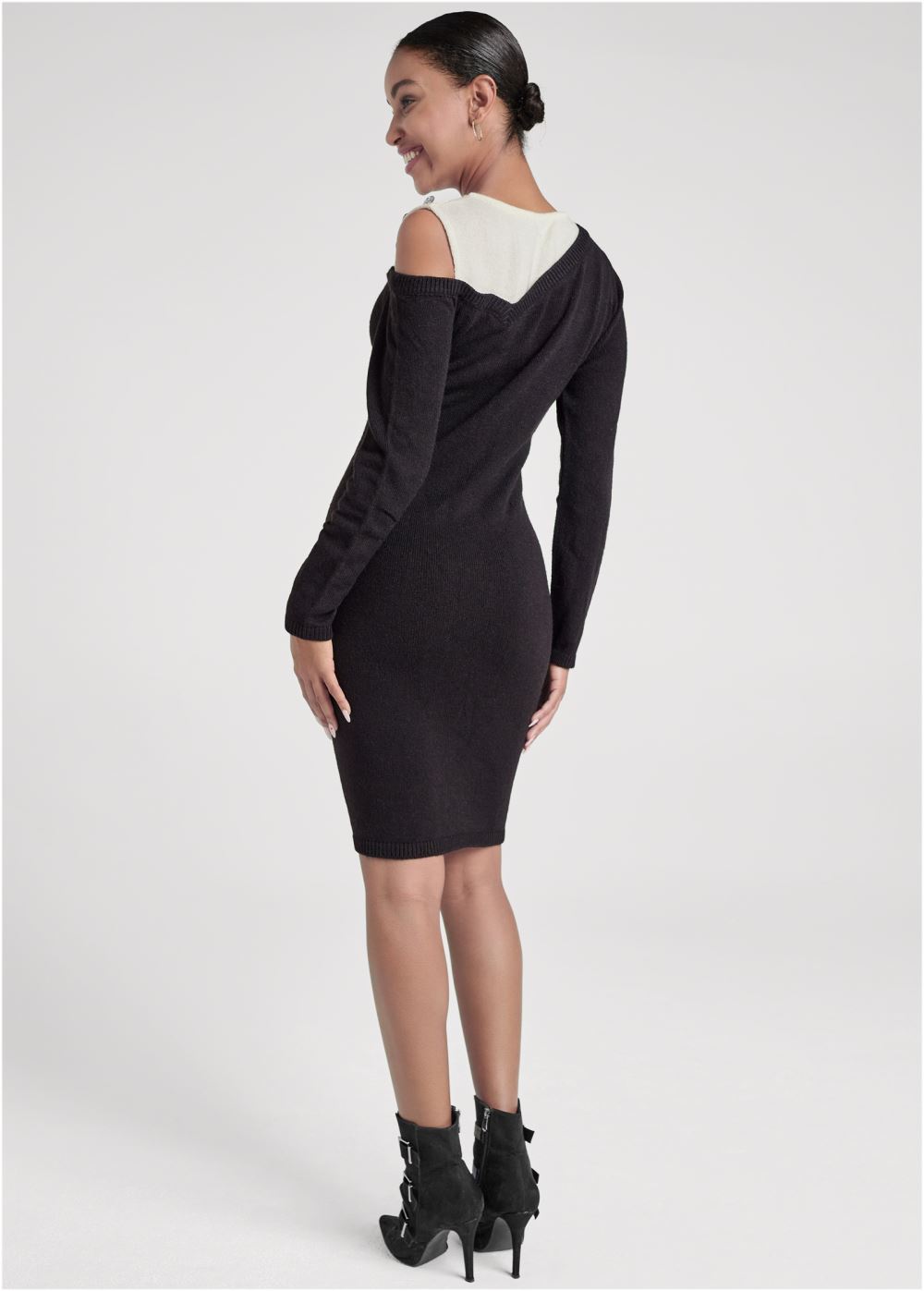 Venus Plus Size Open Shoulder Sweater Dress