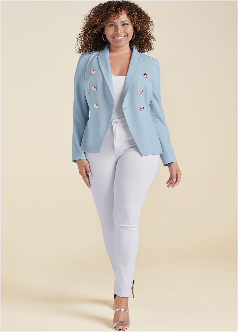 Venus Double Breasted Blazer in Light Blue