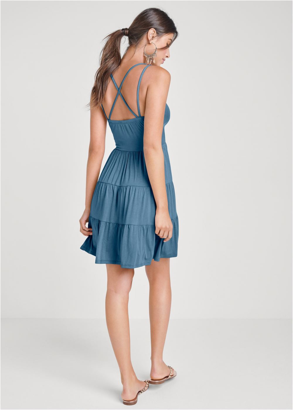 Venus Plus Size Tiered Strappy Mini Dress