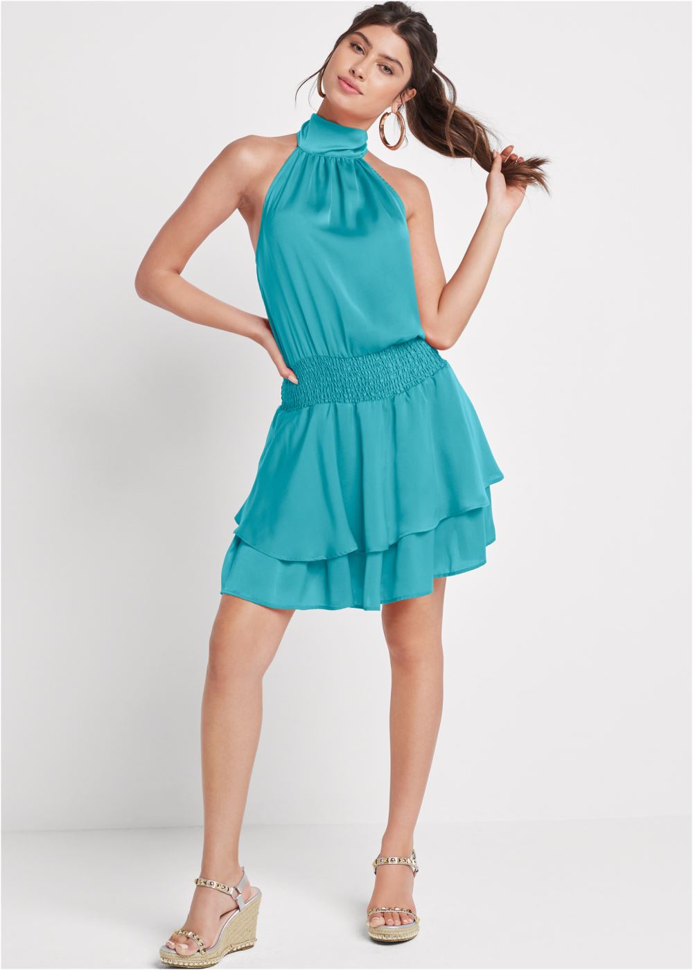 Venus Plus Size High Neck Mini Dress