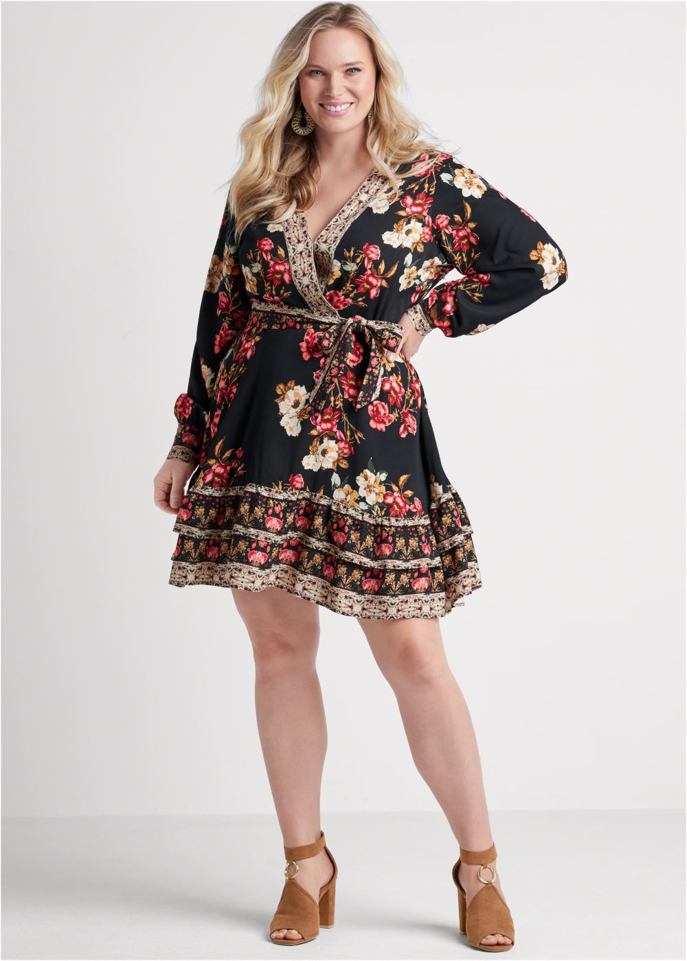 Venus Plus Size Floral Print Mini Dress