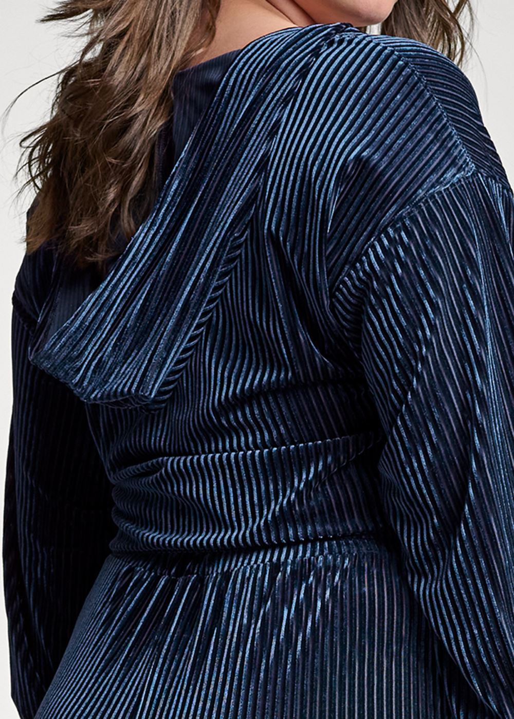 Venus Plus Size Ribbed Velvet Pant Set in Navy