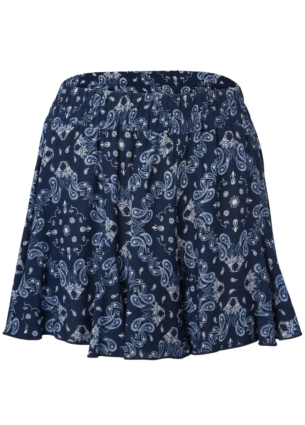 Venus Plus Size Paisley Print Ruffle Shorts - Navy Multi