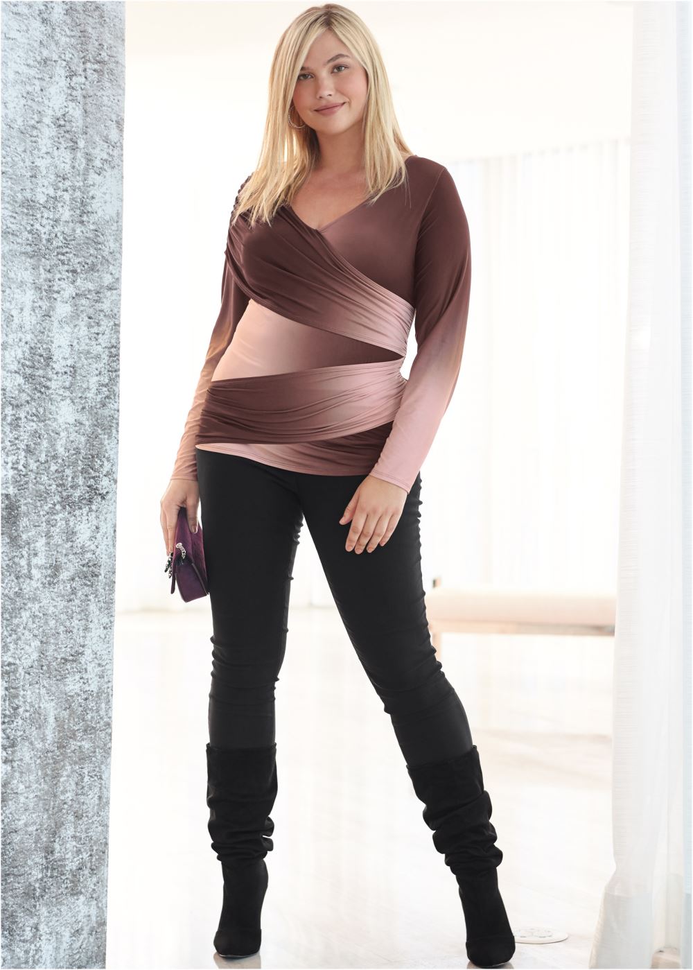 Venus Plus Size Ruched Ombre Top