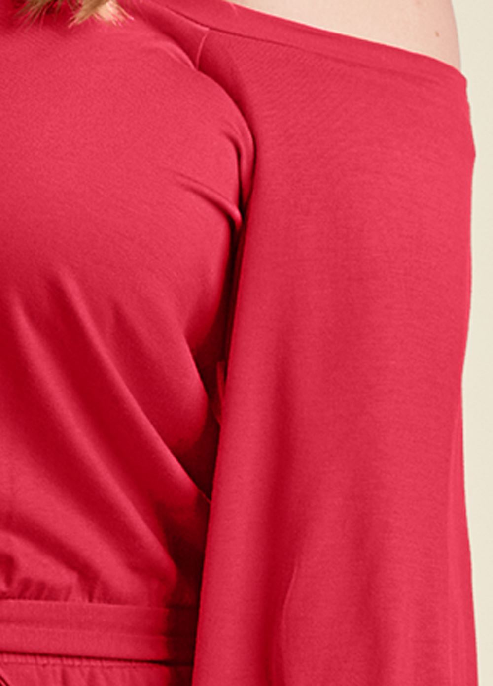 Venus Plus Size Off-Shoulder Jumpsuit in Red