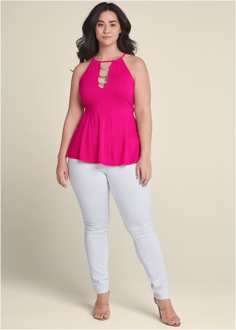 Venus Plus Size Embellished Cutout Top