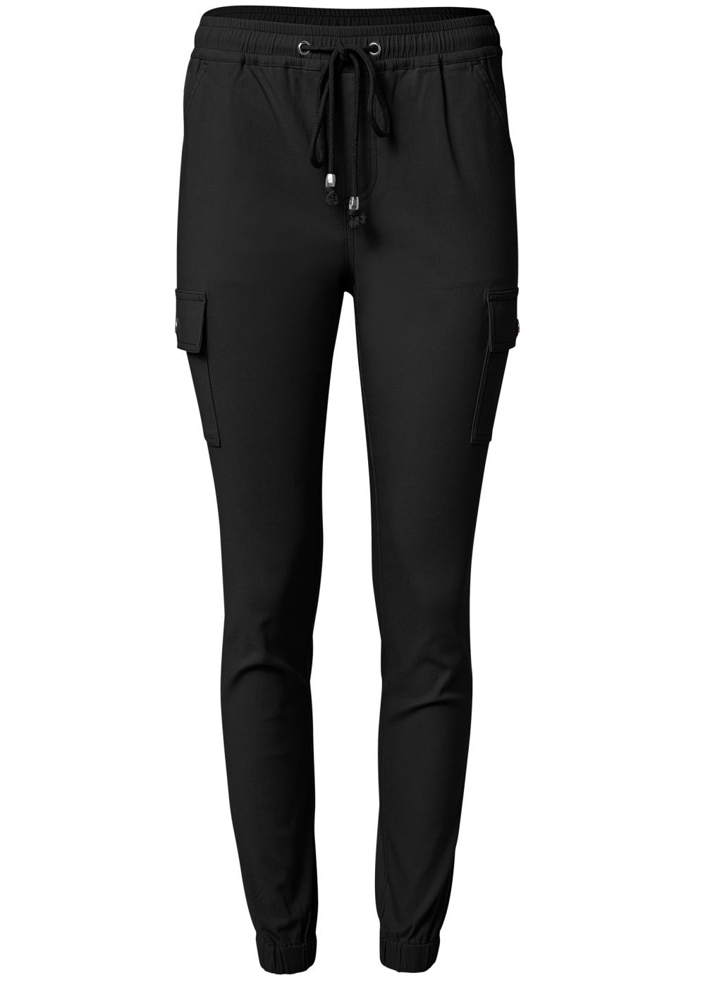 Venus Plus Size Casual Pull-On Cargo Pants in Black