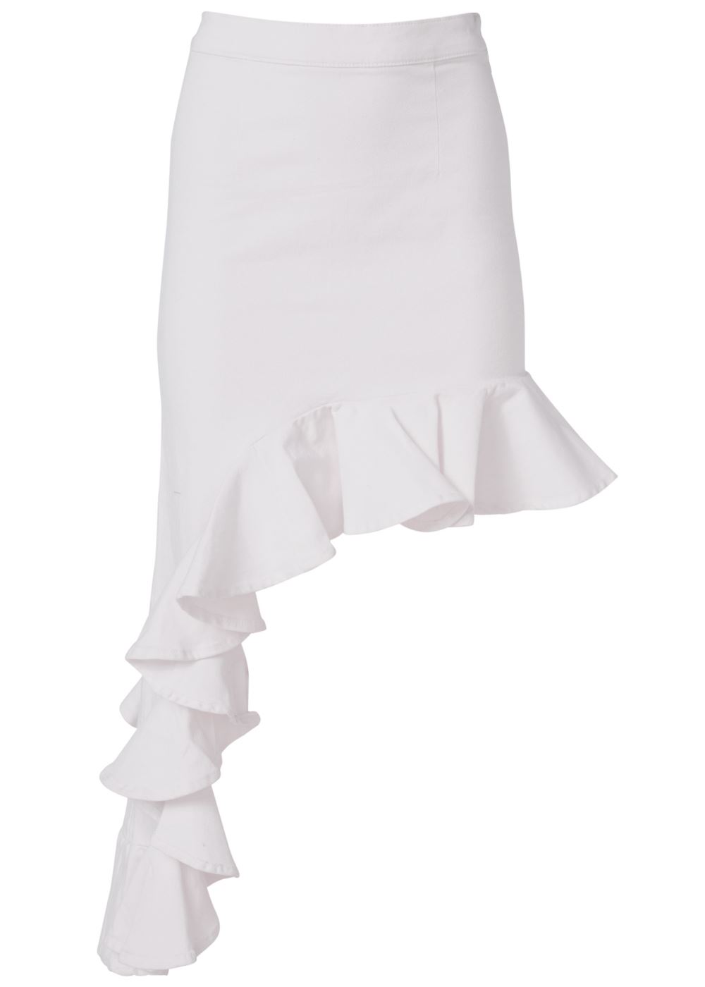Venus Plus Size Ruffle Jean Skirt - White