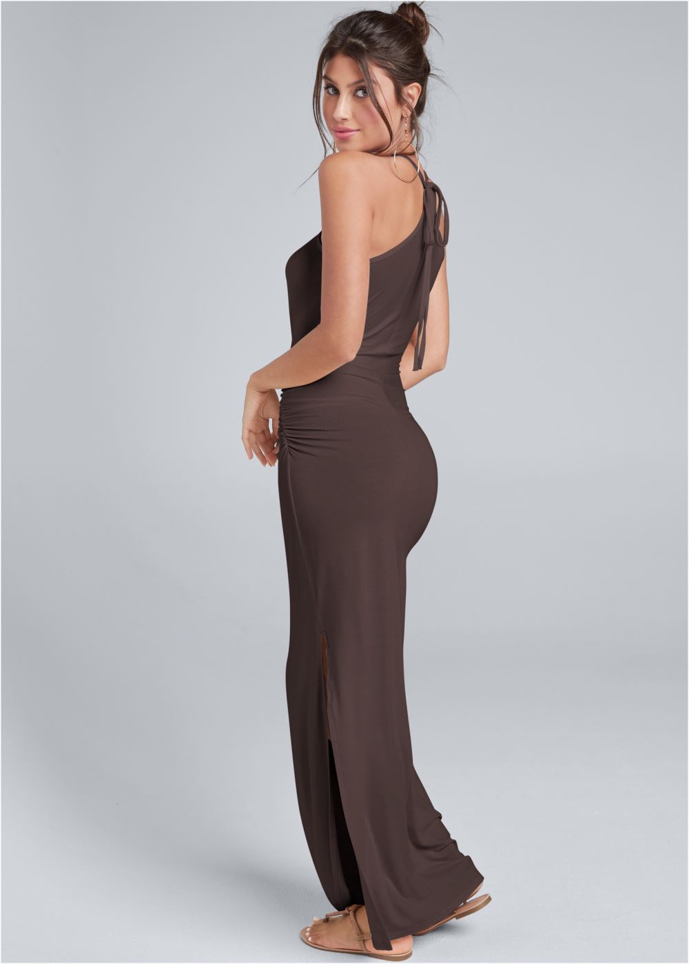 Venus Brown HALTER NECK MAXI DRESS