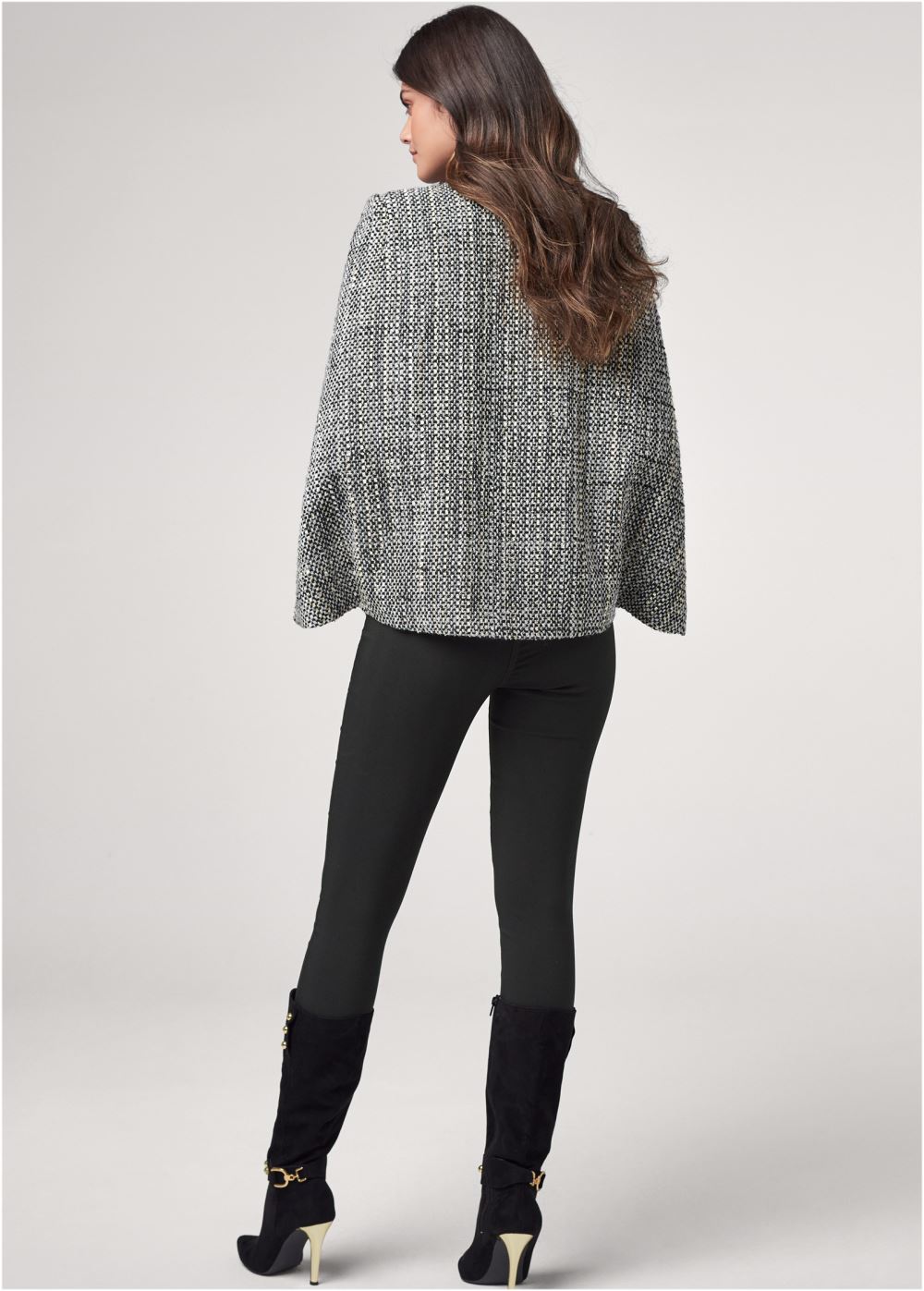 Venus Black Multi TWEED CAPE WITH LUREX