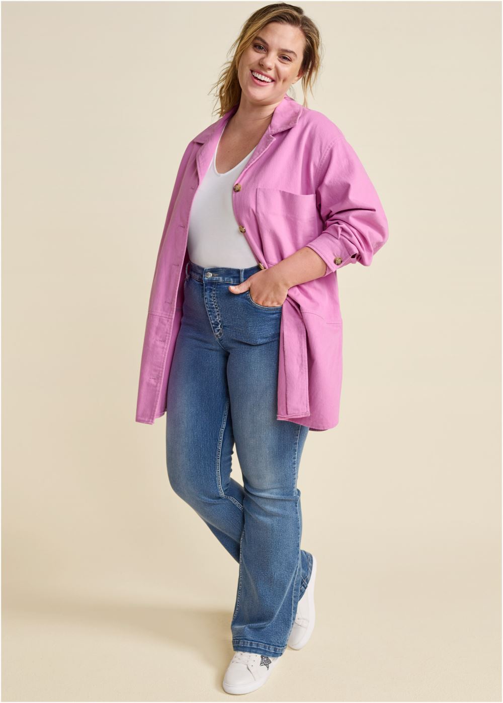 Venus Oversized Utility Shacket in Pink