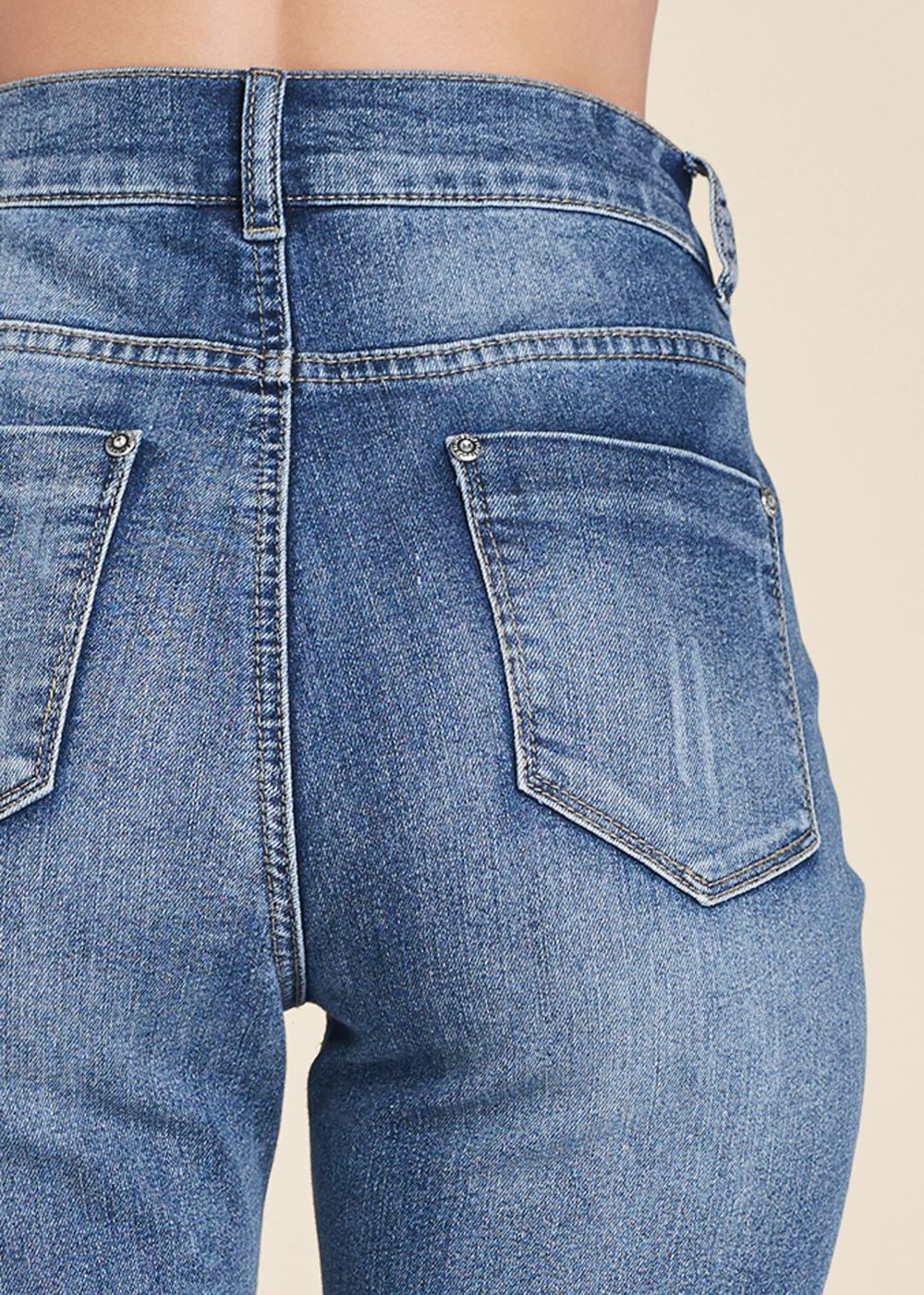 Venus Plus Size Heart Patch Jeans in Medium Wash