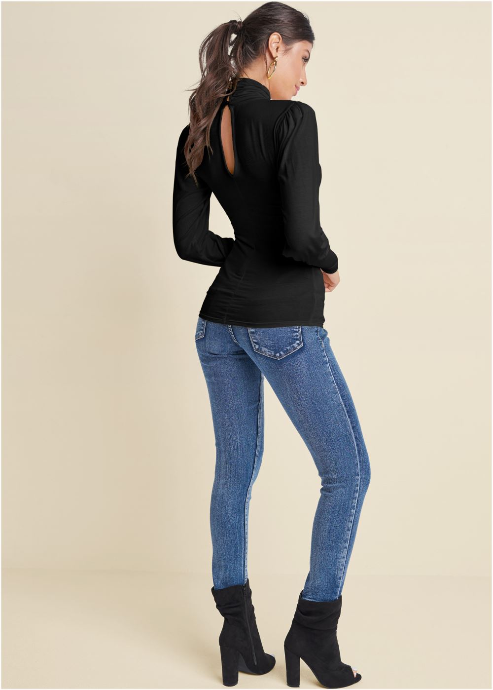 Venus Black Turtleneck Top