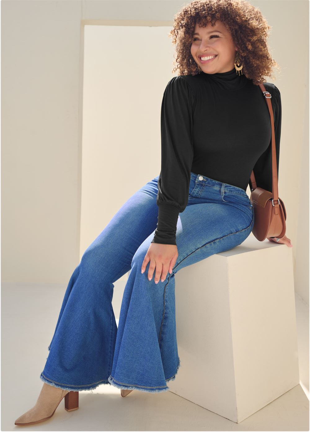 Venus Black Turtleneck Top