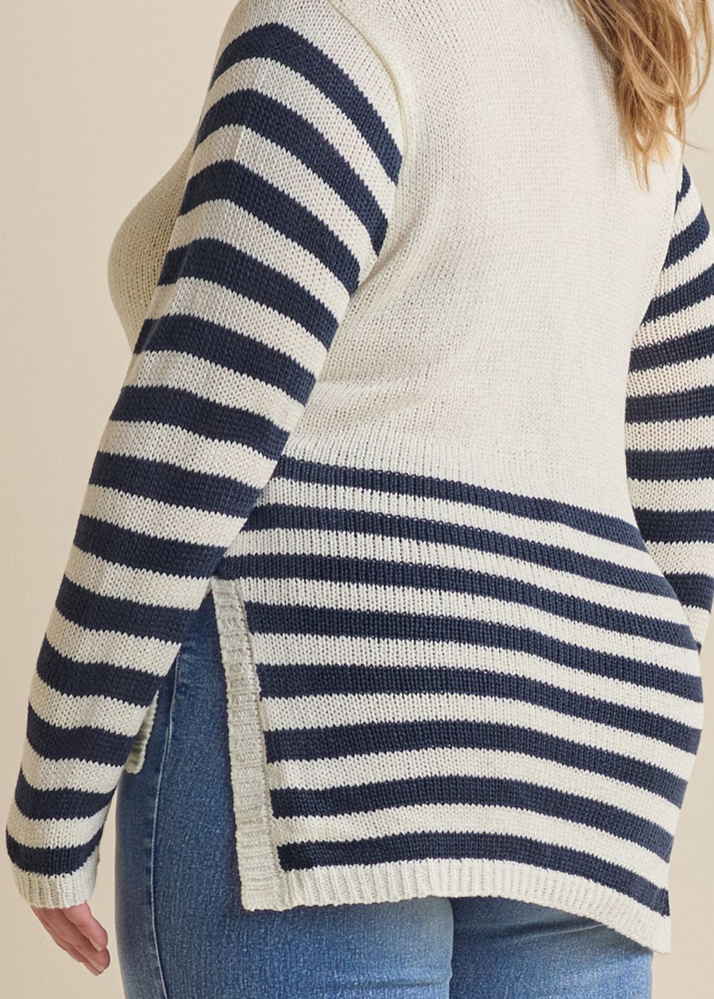 Venus Plus Size Anchor Crew Neck Sweater in White Multi