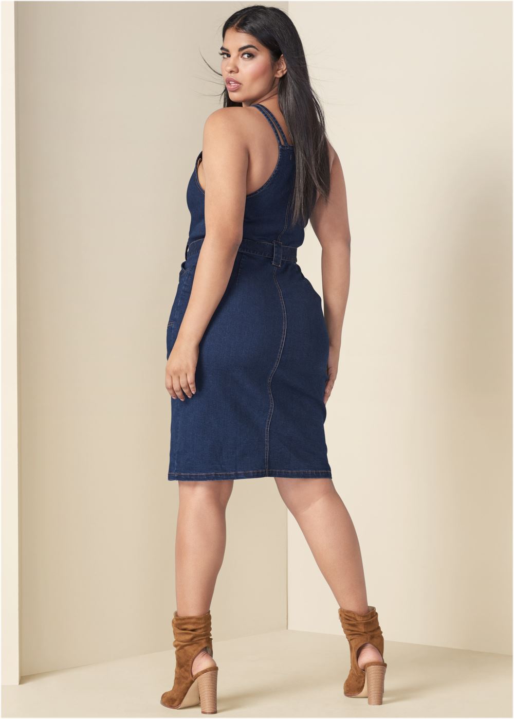 Venus Dark Wash DENIM DRESS WITH ZIPPER