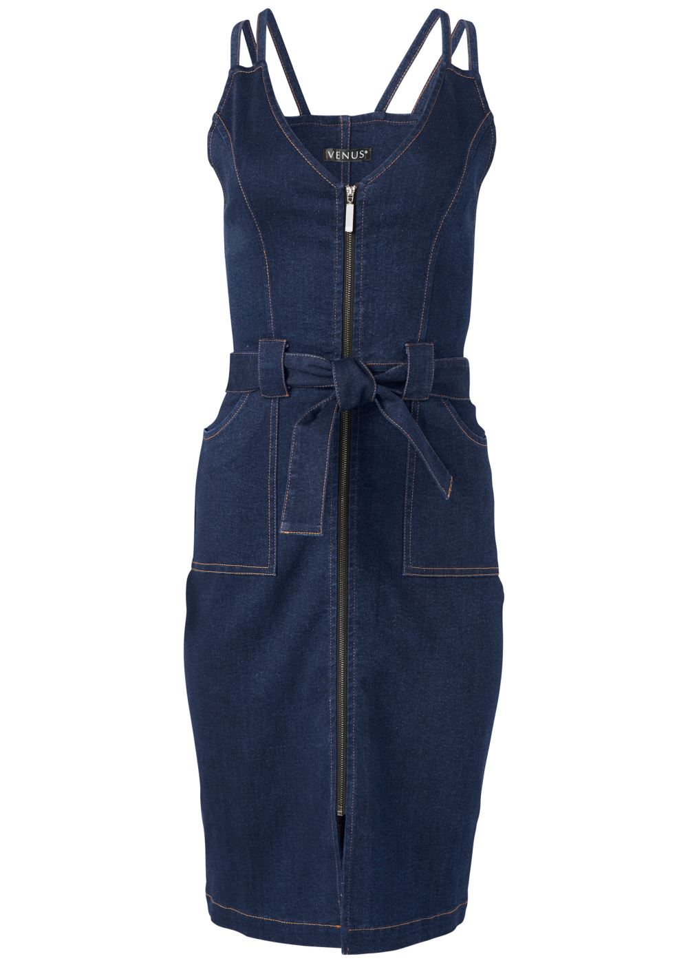 Venus Dark Wash DENIM DRESS WITH ZIPPER