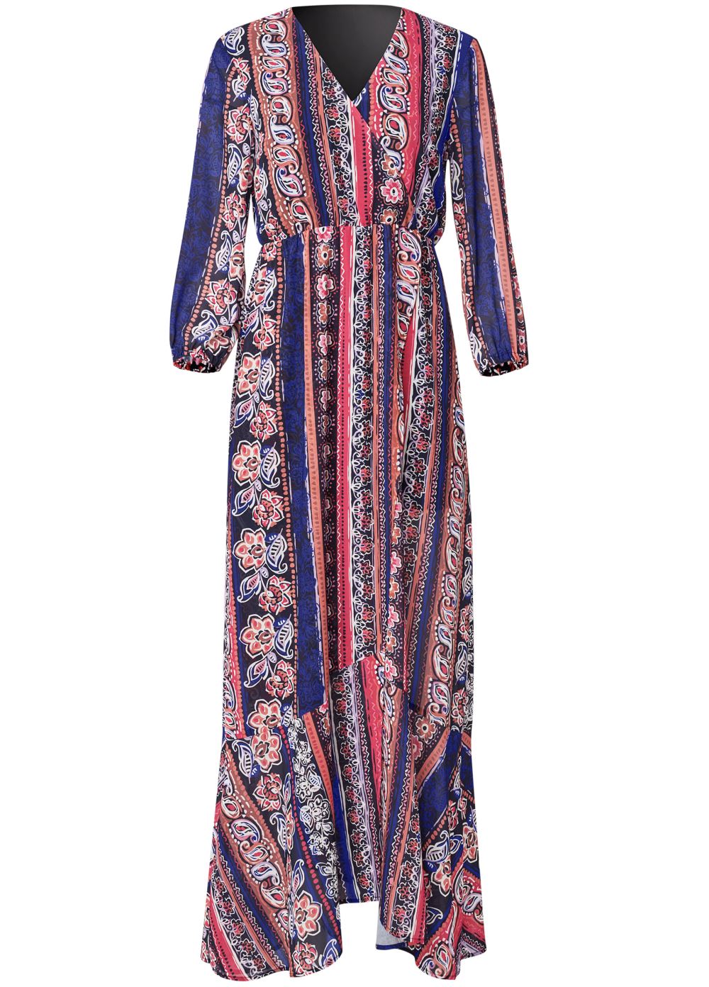 Venus Plus Size Printed Stripe Long Dress