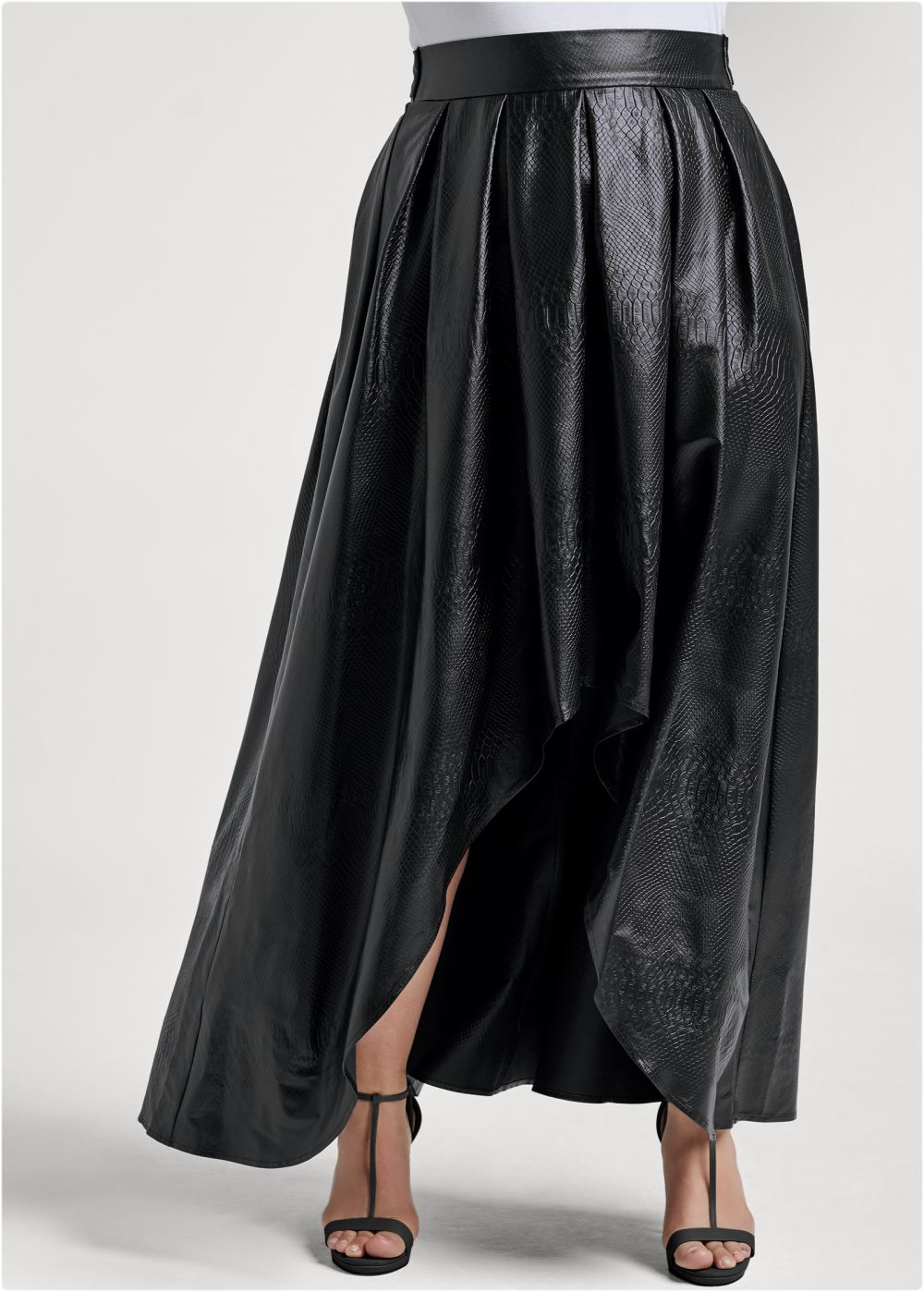 Venus Plus Size Faux Leather Ballroom Skirt - Black