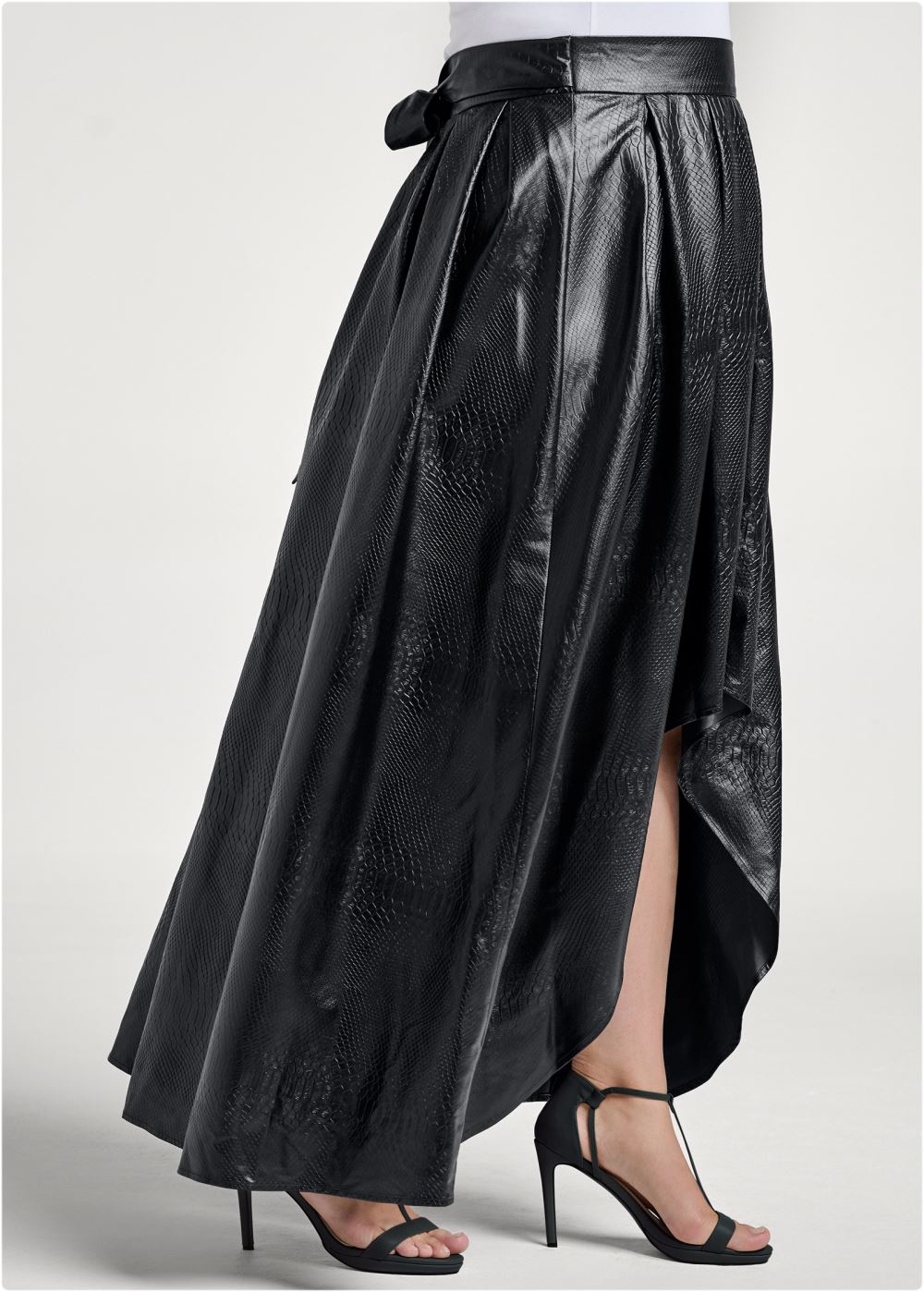 Venus Plus Size Faux Leather Ballroom Skirt - Black