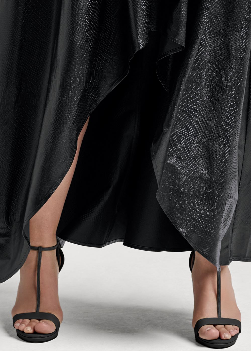 Venus Plus Size Faux Leather Ballroom Skirt - Black