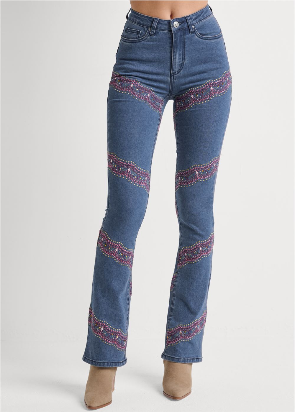 Venus Plus Size Embellished Bootcut Jeans in Medium Wash