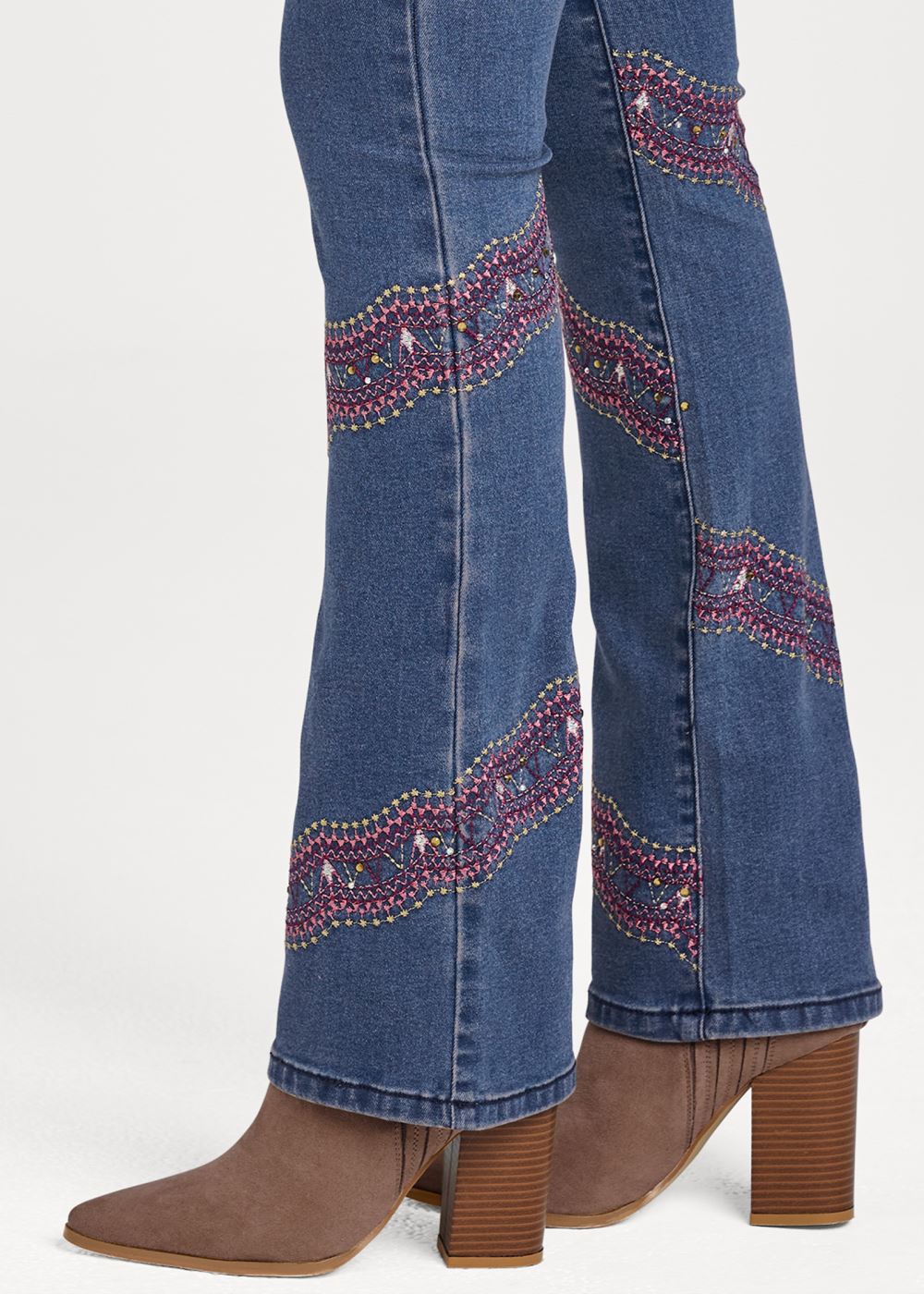 Venus Plus Size Embellished Bootcut Jeans in Medium Wash