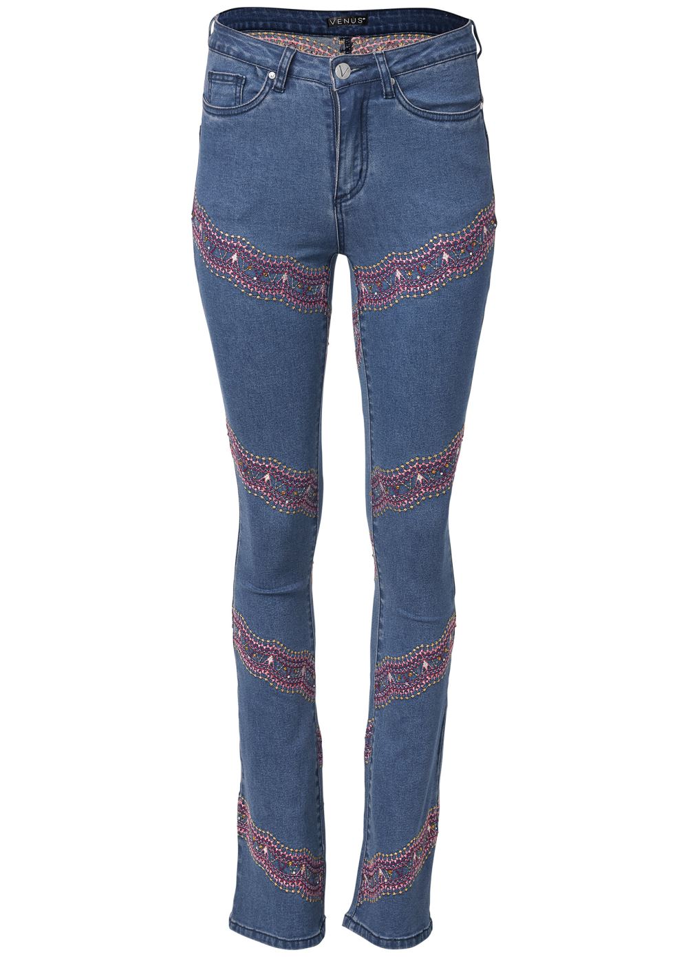 Venus Plus Size Embellished Bootcut Jeans in Medium Wash