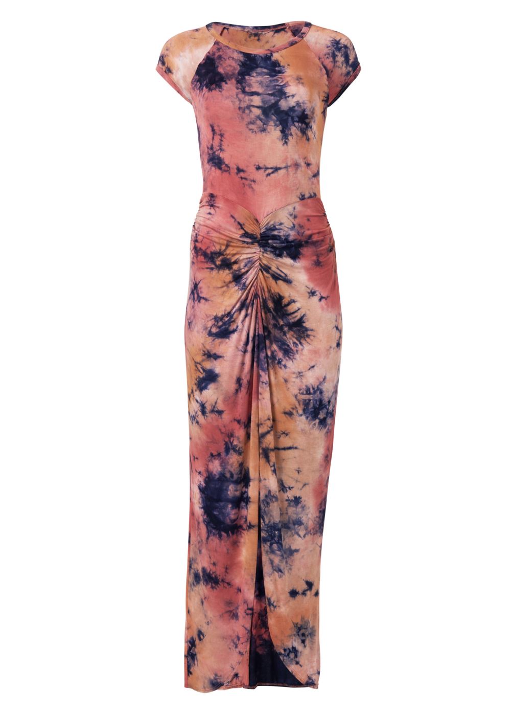Venus Rust Multi RUCHED TIE DYE MAXI DRESS