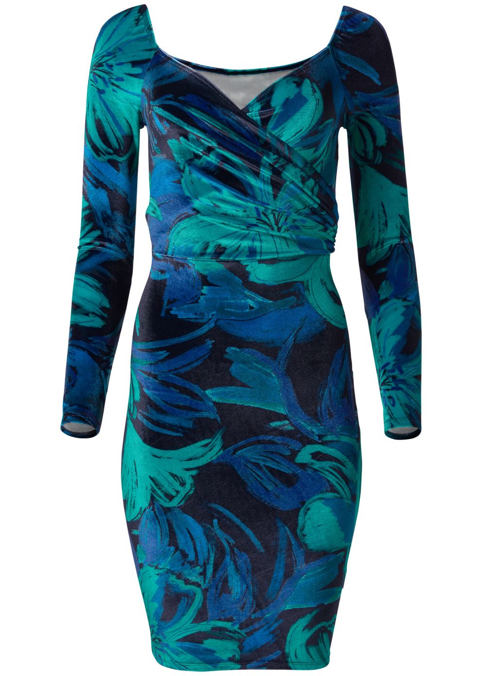 Venus Plus Size Floral Print Velvet Dress