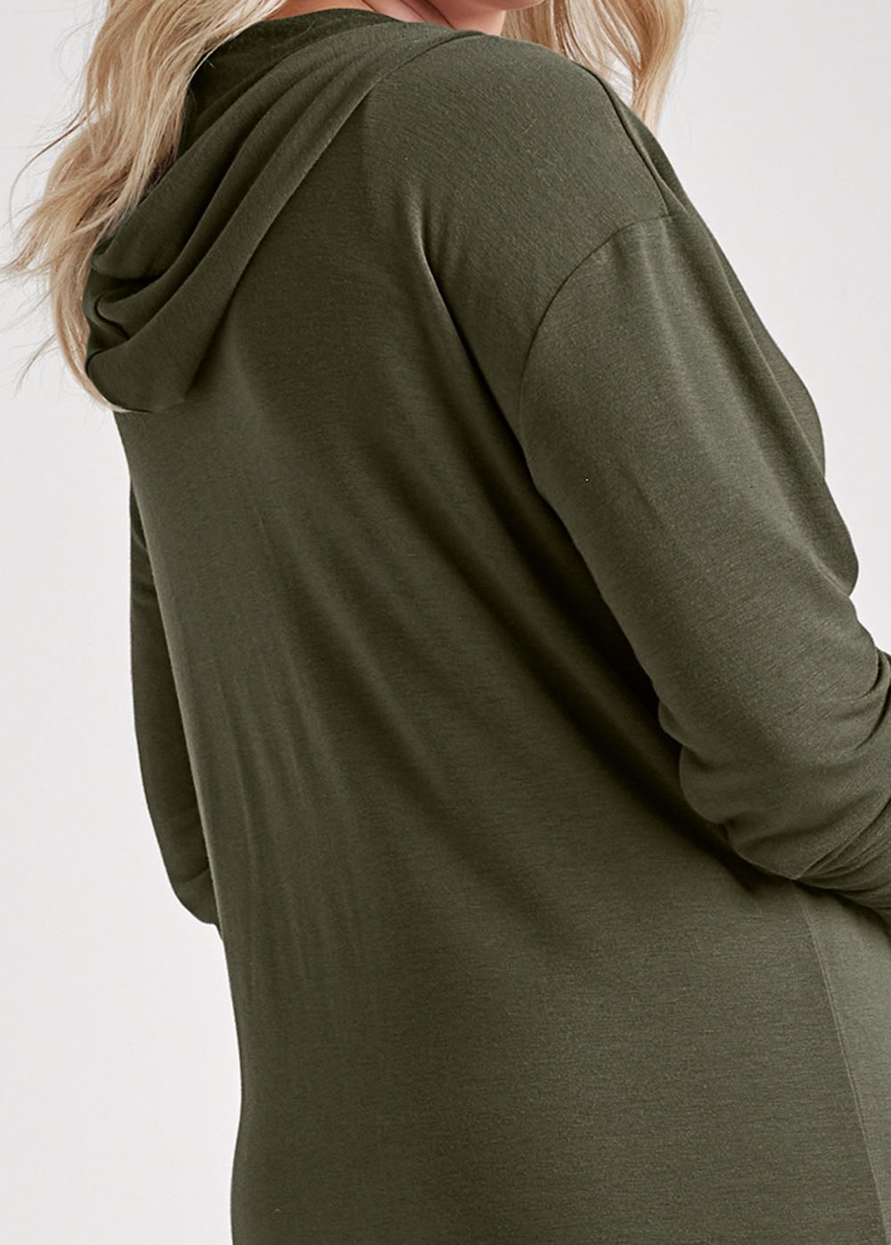 Venus Plus Size Faux-Leather Tunic Jacket in Olive & Black